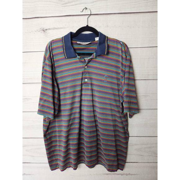 Slazenger Mens Fairway Farm Polo Shirt Multicolor Diamond Short Sleeve‎ XL - Picture 1 of 8